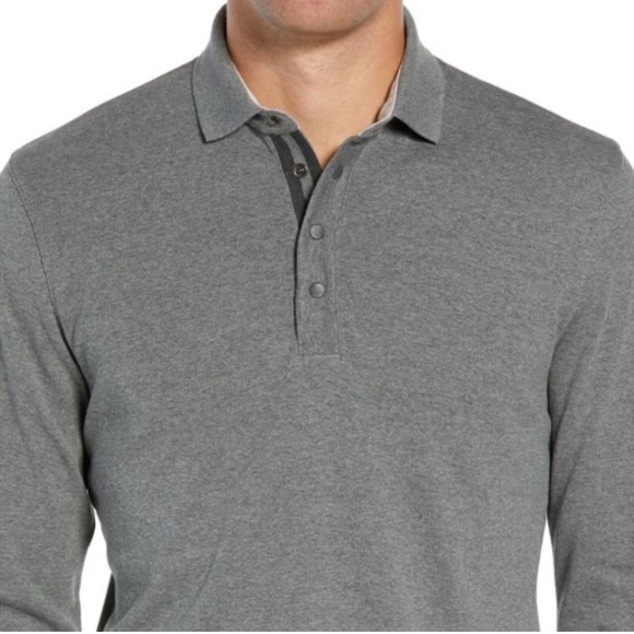 Ted Baker Longfiz Striped Ribstart Polo Charcoal - Picture 3 of 10